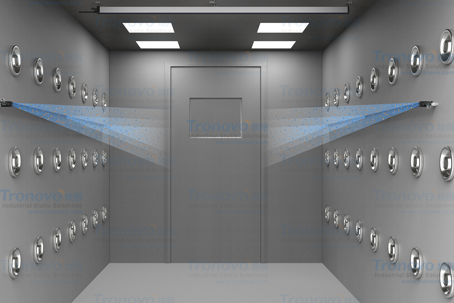 Trường hợp áp dụng Ion Air Bar trong phòng tắm gió Loại bỏ tĩnh điện cơ thể