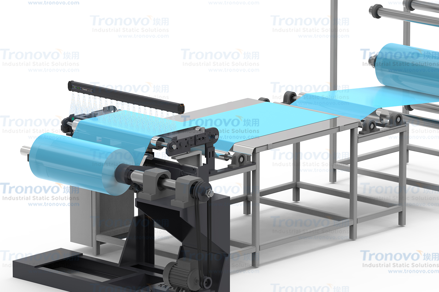 Trường hợp áp dụng thanh ion xung để loại bỏ tĩnh điện tại vị trí quấn cuộn trên máy quấn lại