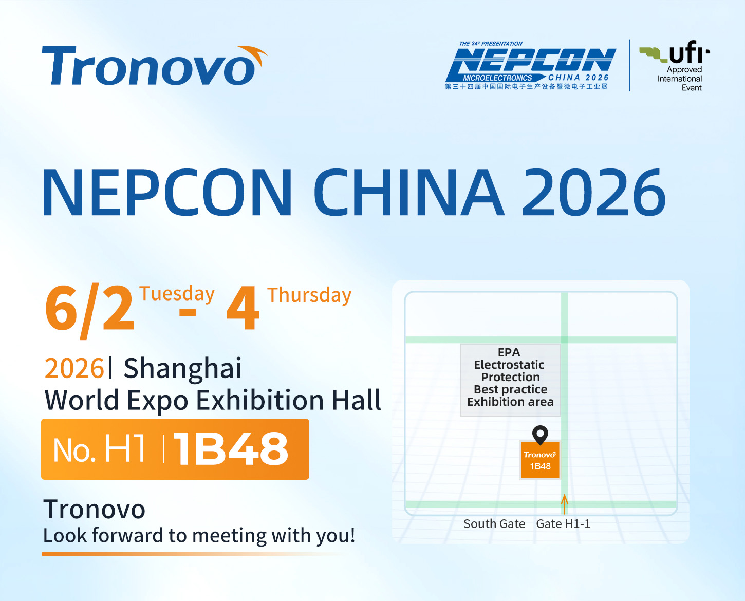 Tronovo gặp bạn nepcon Trung Quốc 2026 Thượng Hải triển lãm công nghiệp vi điện tử